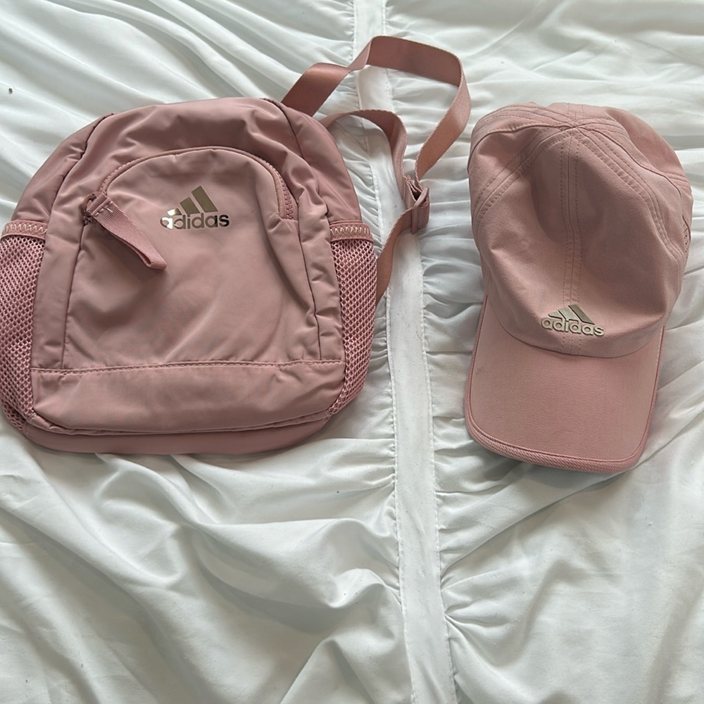 Pink Adidas matching pack and hat